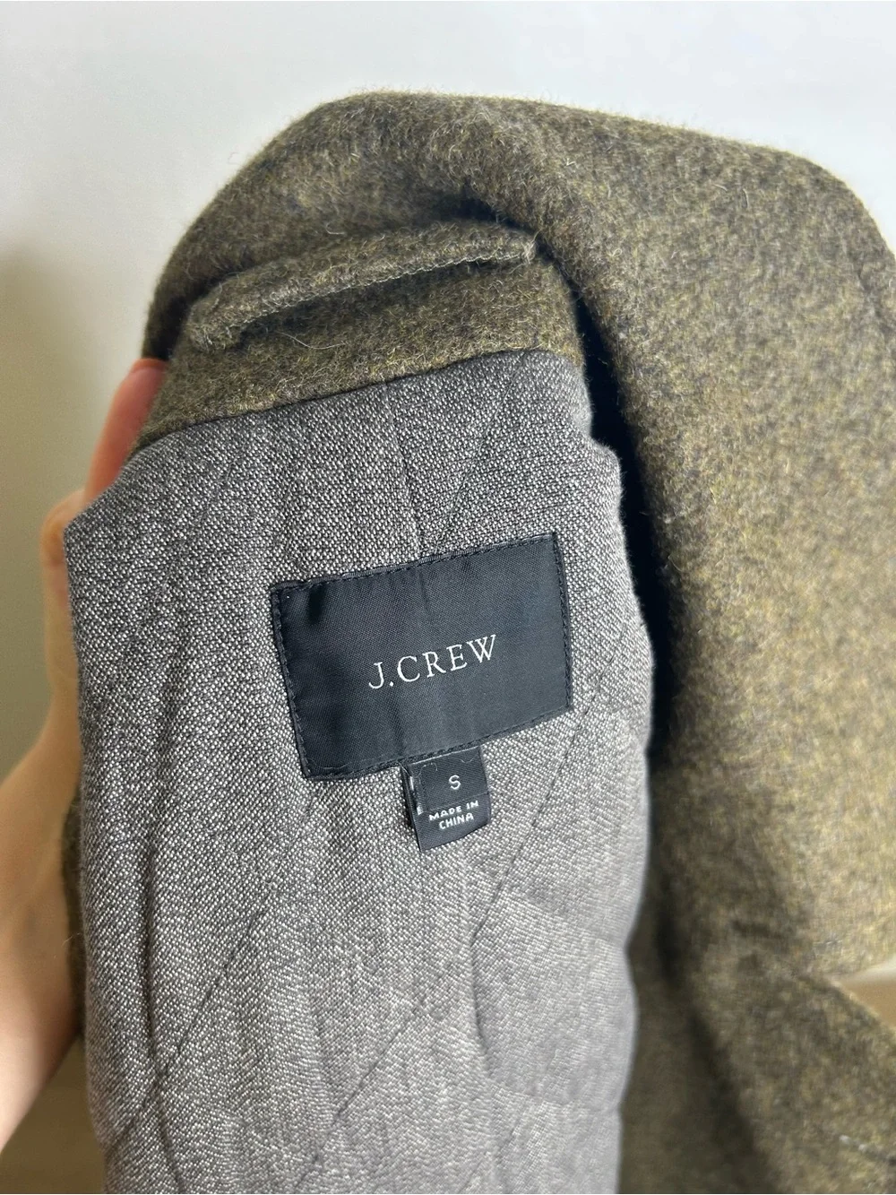 J. Crew 100% Wool Army Green Double Breasted Peacoat Size Small